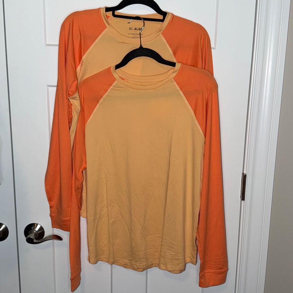 NWOT 01.Algo Caramel Cream & Melon Colorblock Long Sleeve Active Tee - 16/18